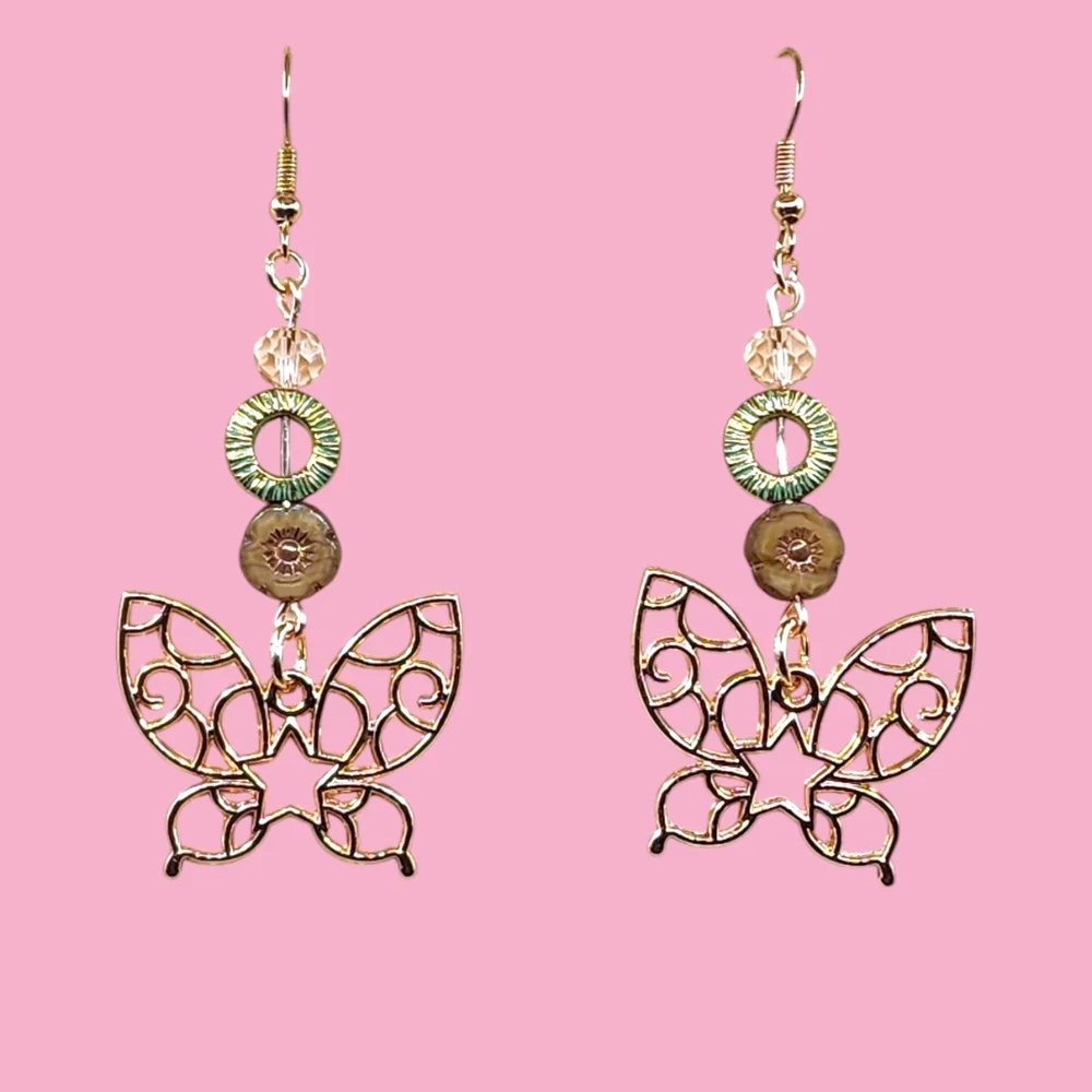 Elegant Butterfly Rose Gold Earrings - Picture 3 of 3
